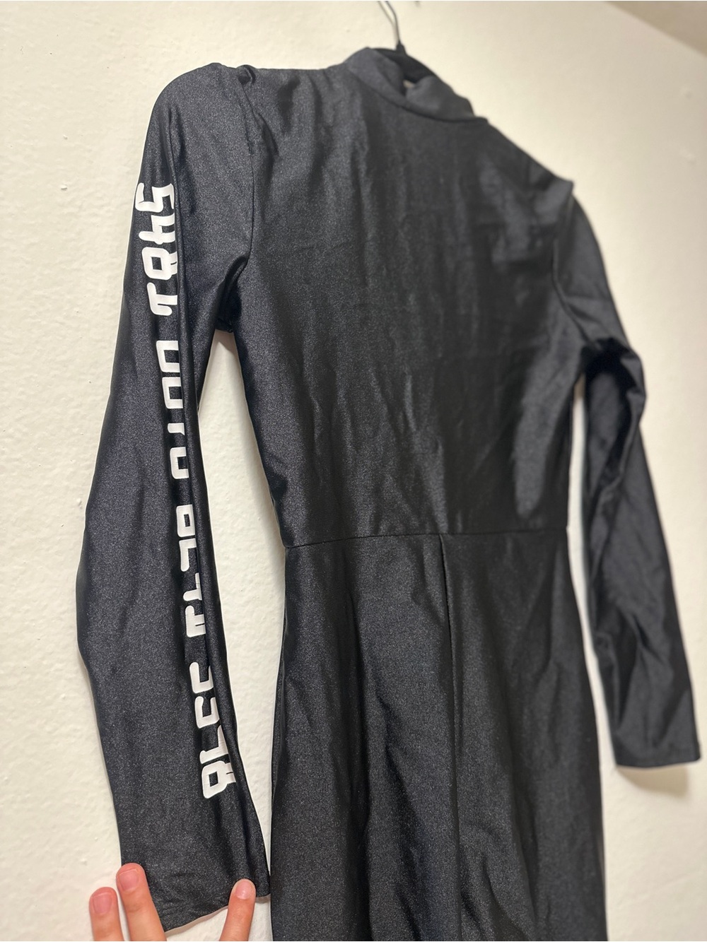 Halloween costume black Zip-Front Women's Jumpsuit - Picture 6 of 7
